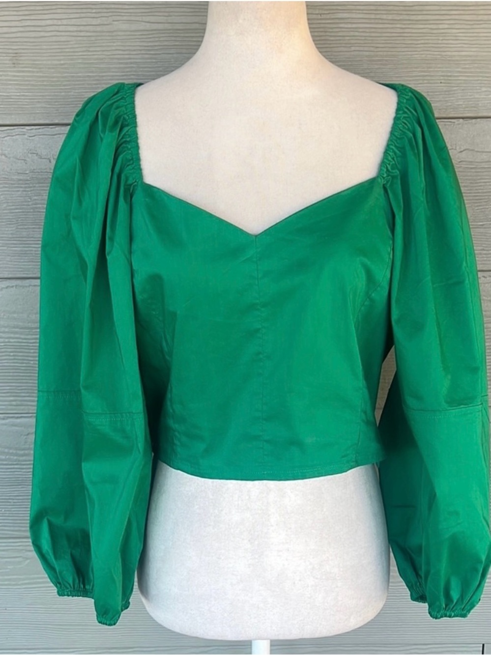 BURU Balloon Sleeve Cropped Bustier Top